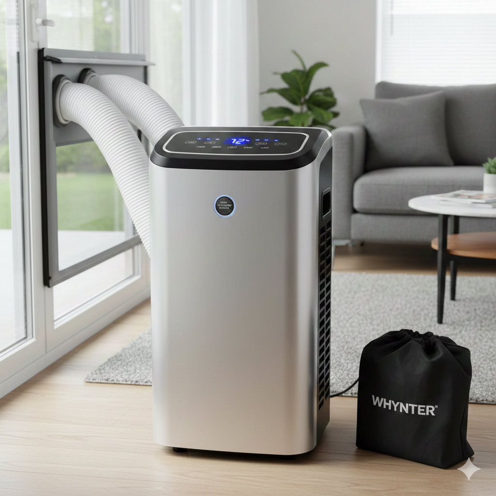 Whynter ARC-14S Dual Hose Portable Air Conditioner - Stainless steel finish with dual hose design